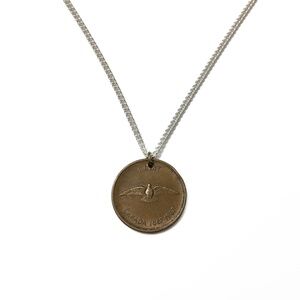 Vintage 1967 Lucky Penny Necklace, Centennial Rock Dove Coin
